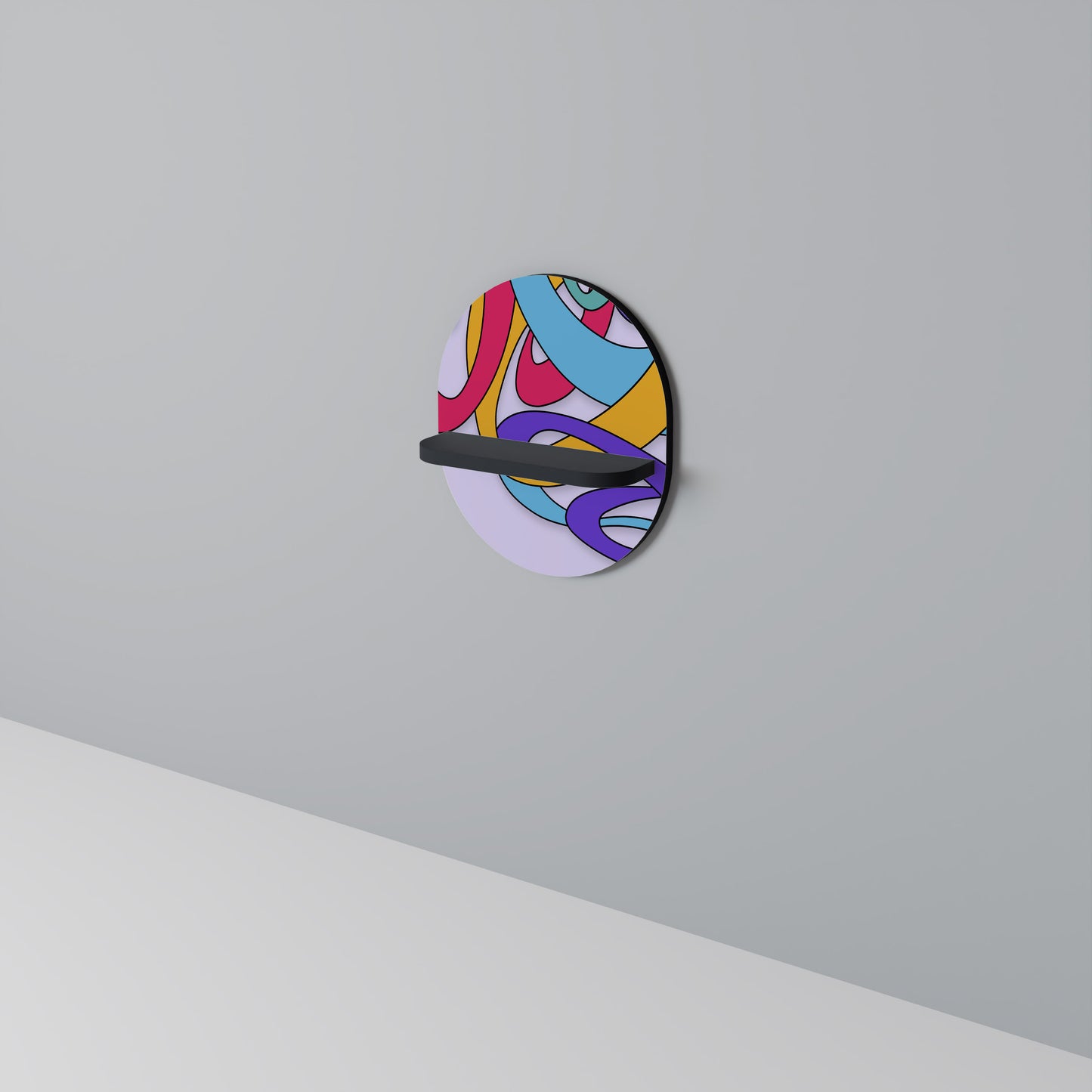 COLOR STREAM Oval konsthylla i svart finish