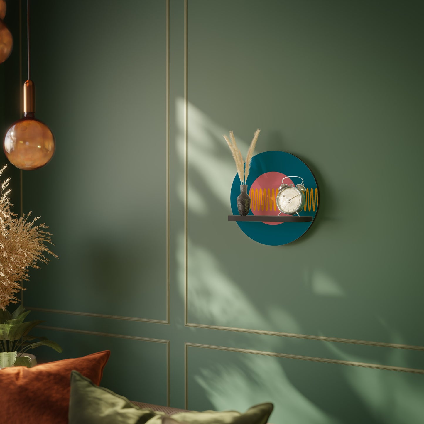 SOUND SOURCE Round Art Shelf In Black Finish