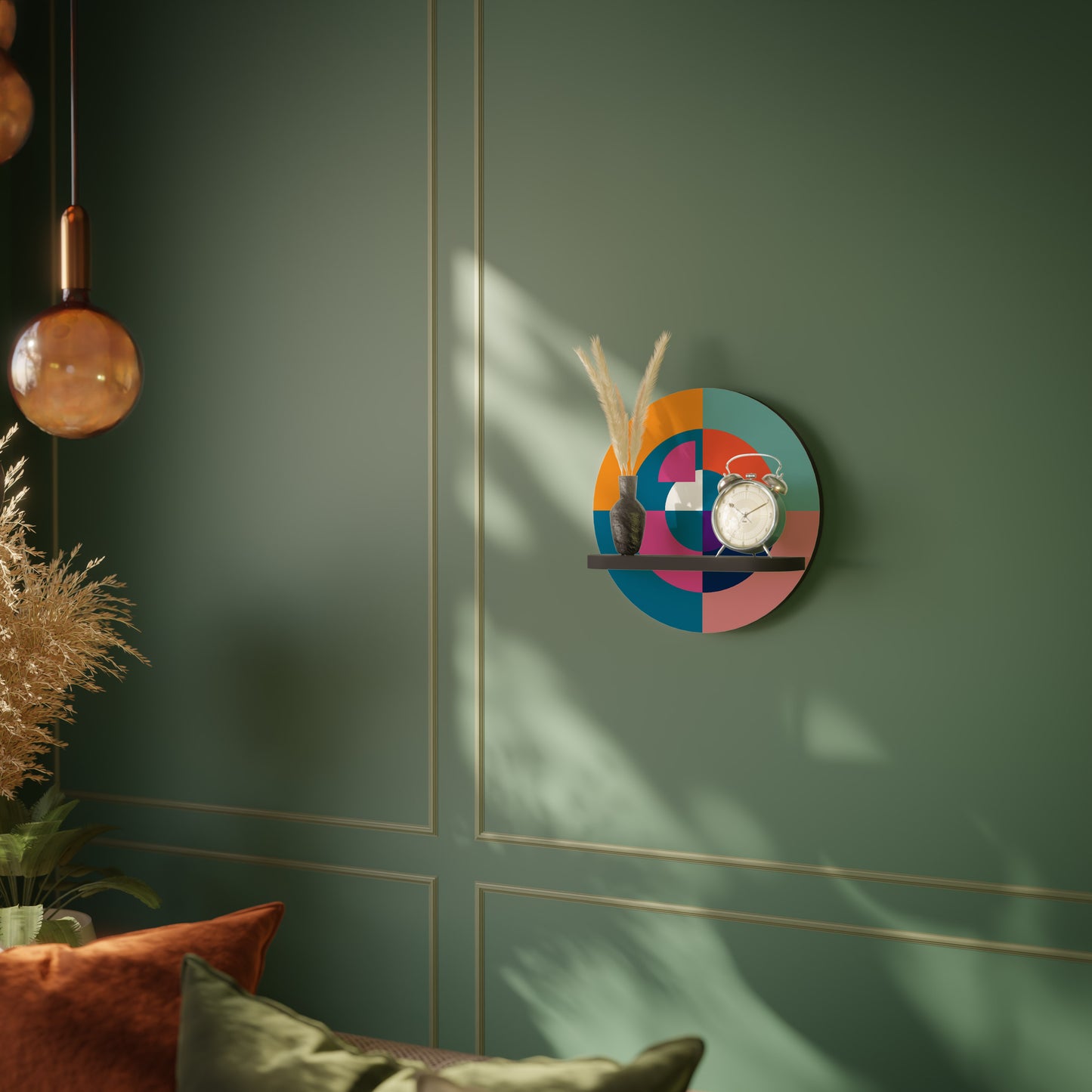 CREATING TOGETHER Round Art Shelf In Black Finish