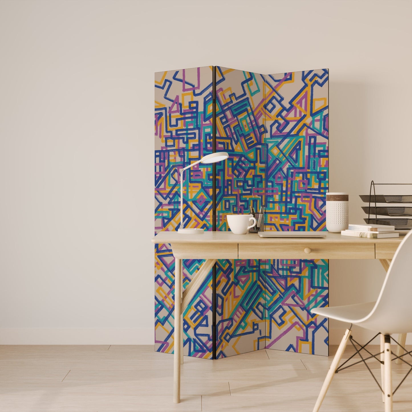 MEMORIES MAP Decorative 3-Panel Room Divider