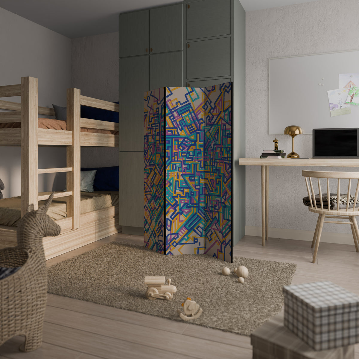 MEMORIES MAP Dekorativ rumsavdelare – 3 paneler