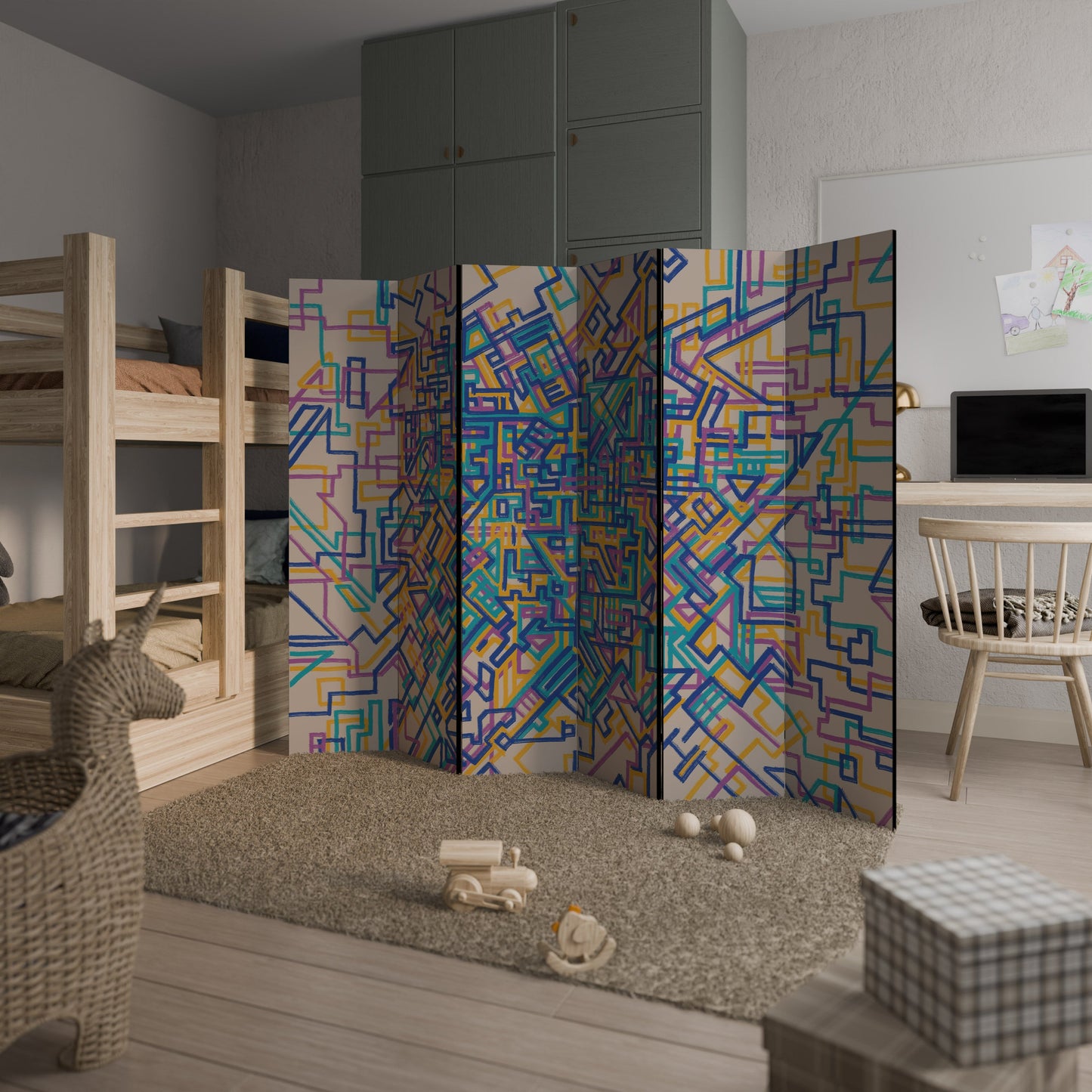 MEMORIES MAP Decorative 6-Panel Room Divider
