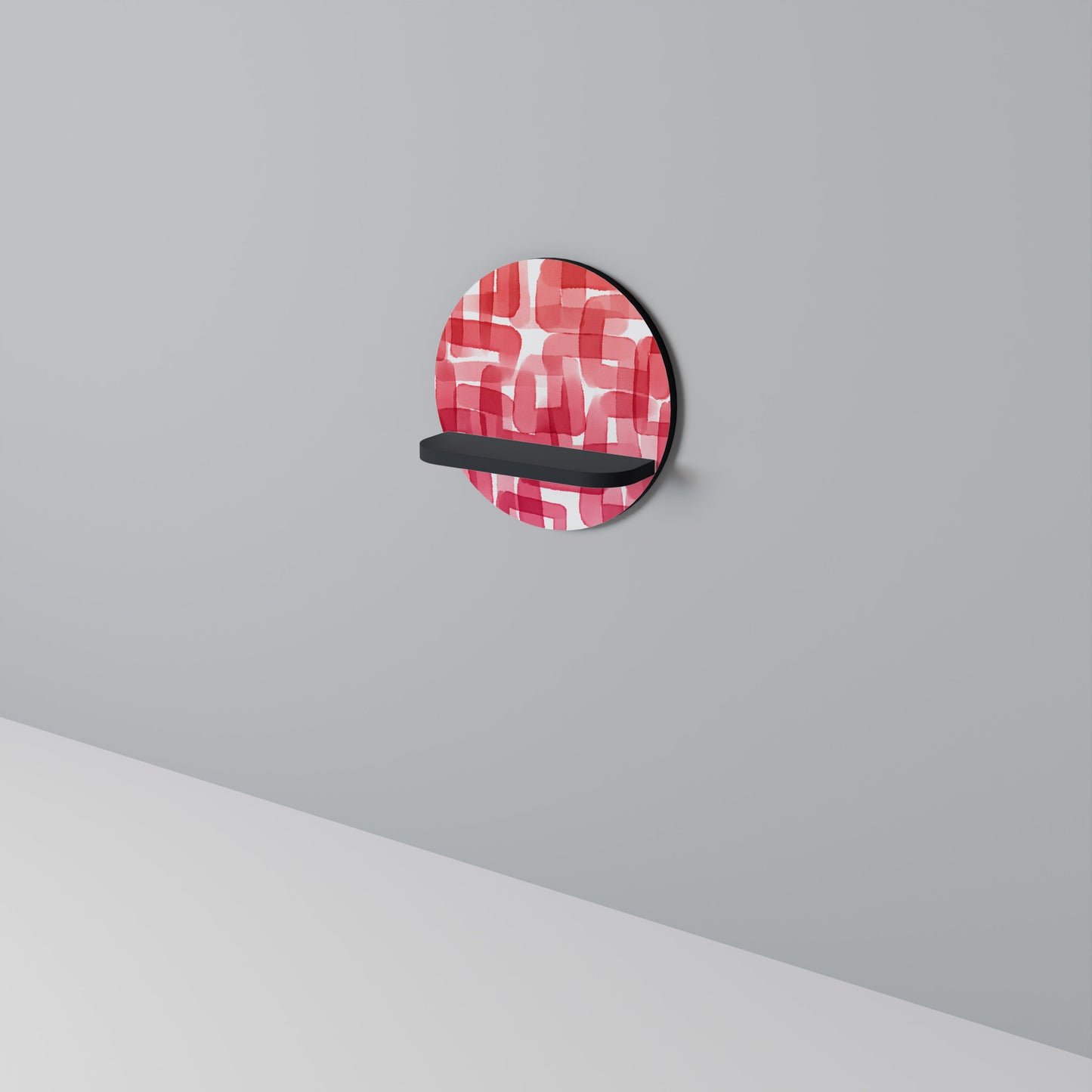 KALEIDOSCOPIC CUBISM Round Art Shelf In Black Finish