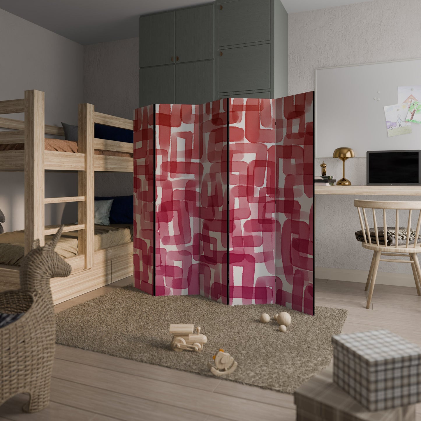 KALEIDOSKOPISK KUBISM Dekorativ rumsavdelare med 5 paneler