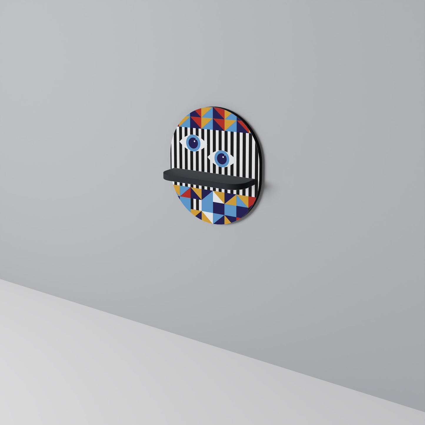 ABSTRAKTION OCH GEOMETRI Oval konsthylla i svart finish