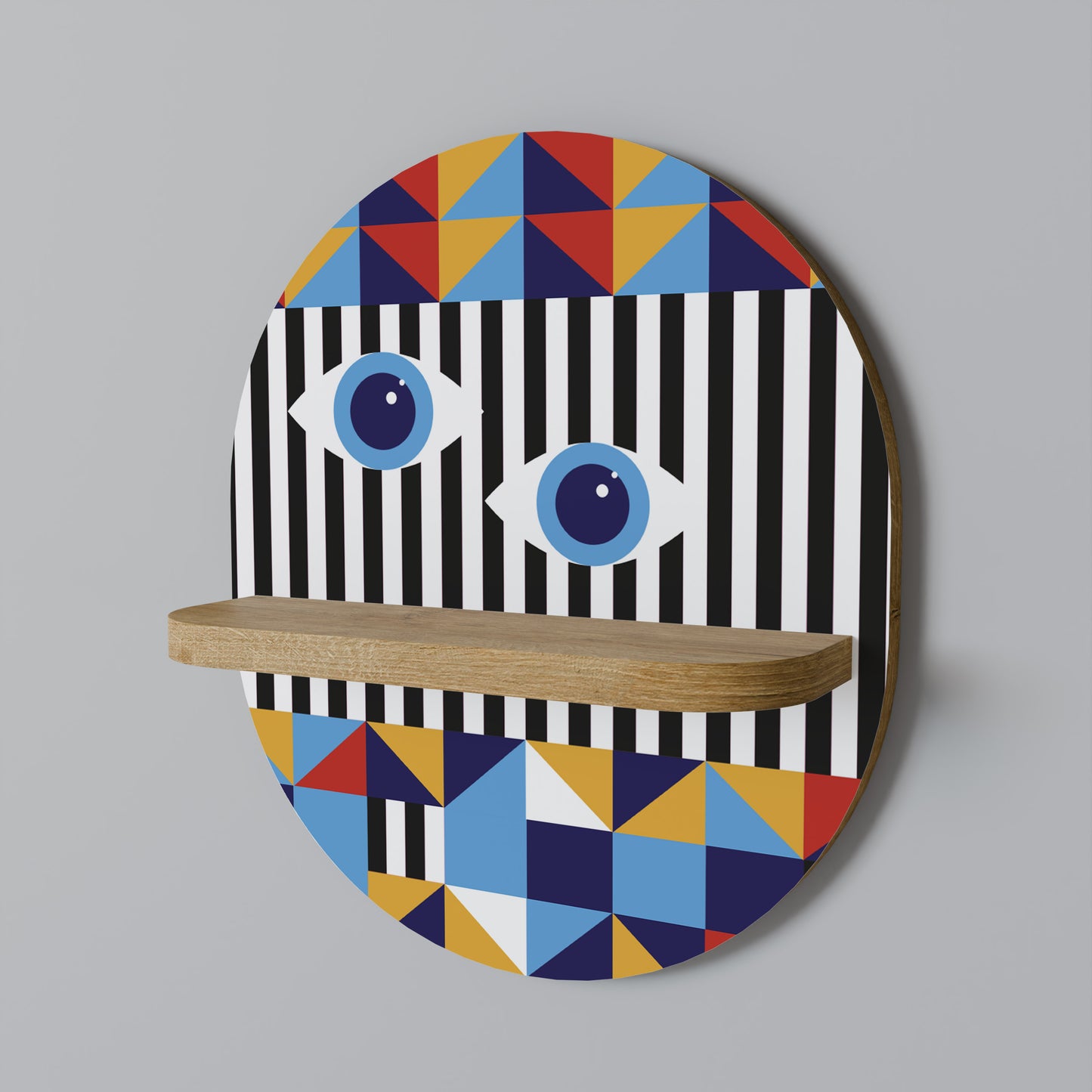 ABSTRAKTION OCH GEOMETRI Oval konsthylla i ekeffekt