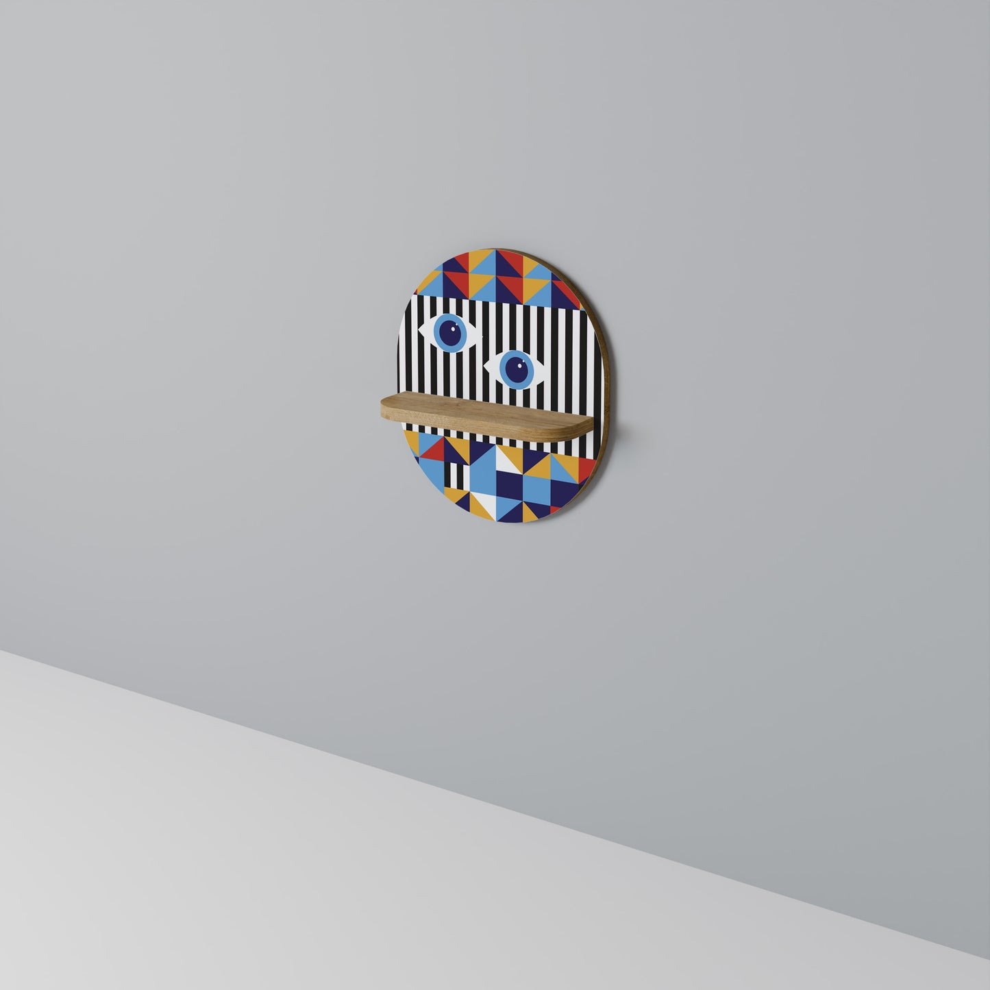 ABSTRAKTION OCH GEOMETRI Oval konsthylla i ekeffekt
