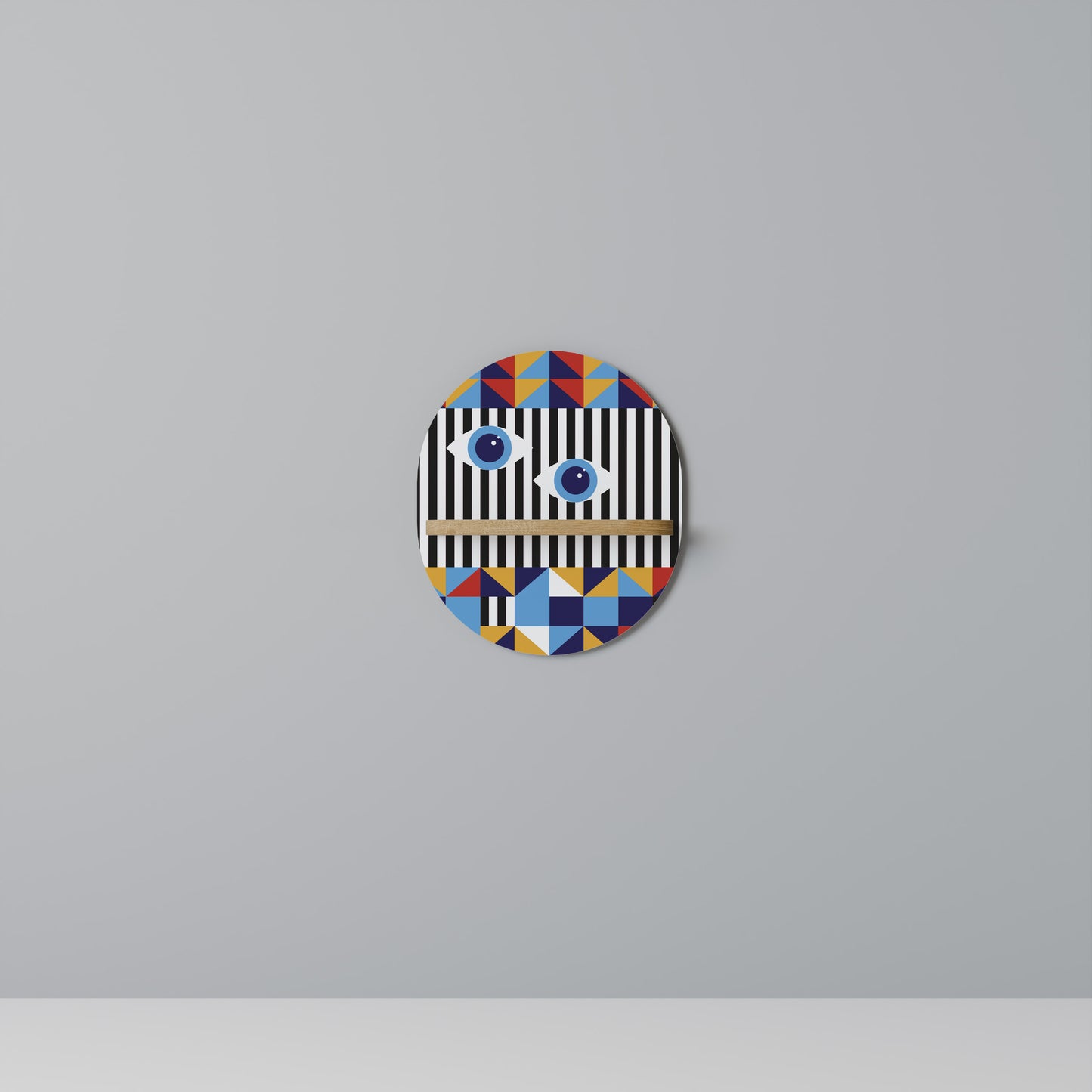 ABSTRAKTION OCH GEOMETRI Oval konsthylla i ekeffekt