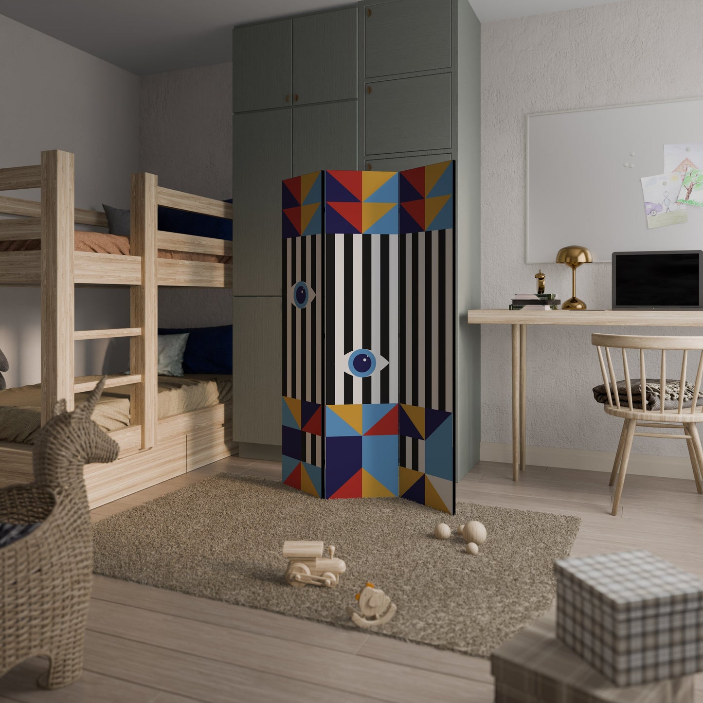 ABSTRACTION AND GEOMETRY Decorative 3-Panel Room Divider