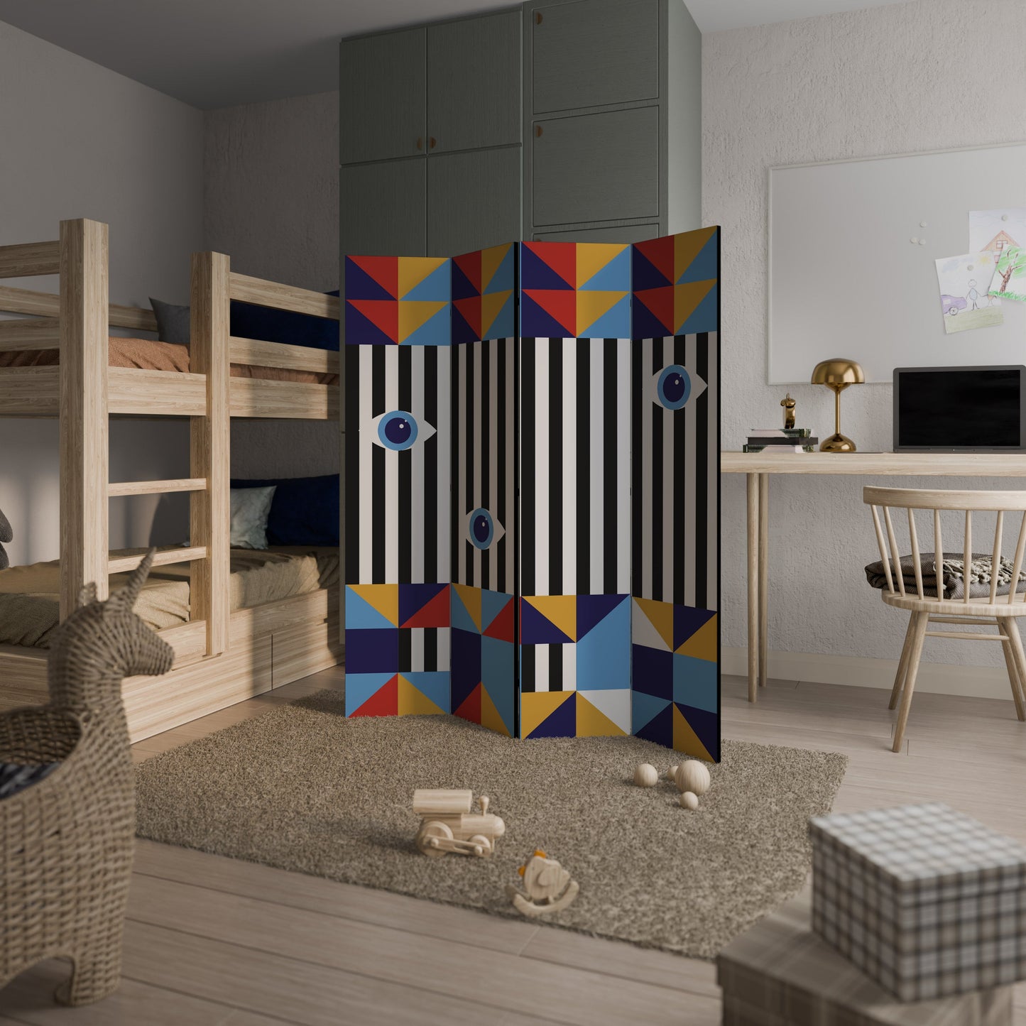 ABSTRACTION AND GEOMETRY Decorative 4-Panel Room Divider