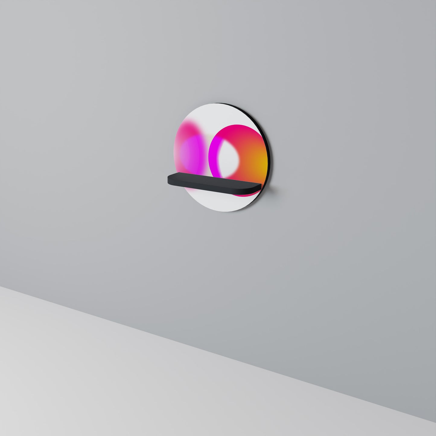 SYMPHONY OF COLORS Round Art Shelf In Black Finish