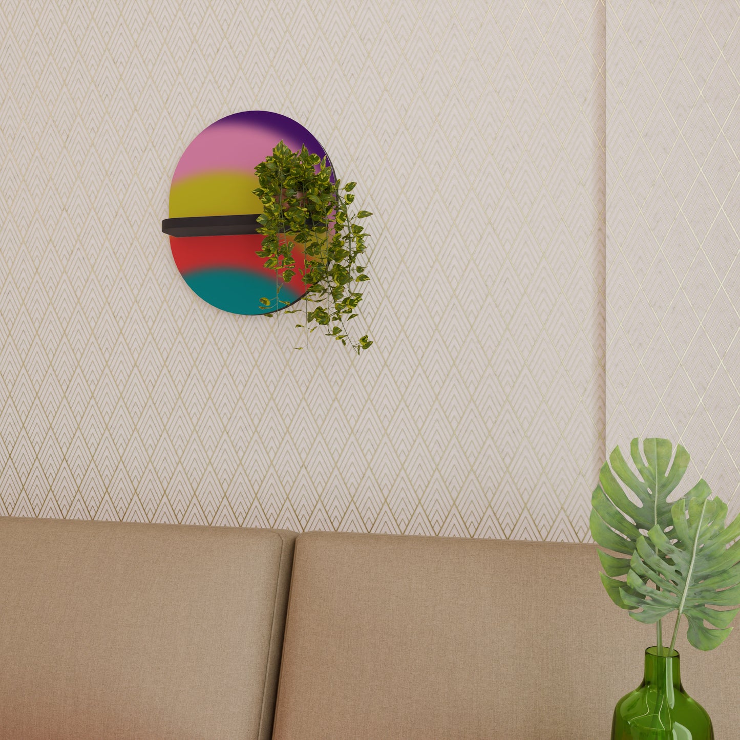 RAINBOW TIME Oval konsthylla i svart finish