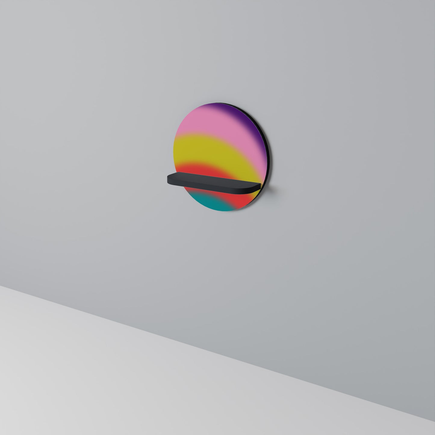 RAINBOW TIME Rund konsthylla i svart finish