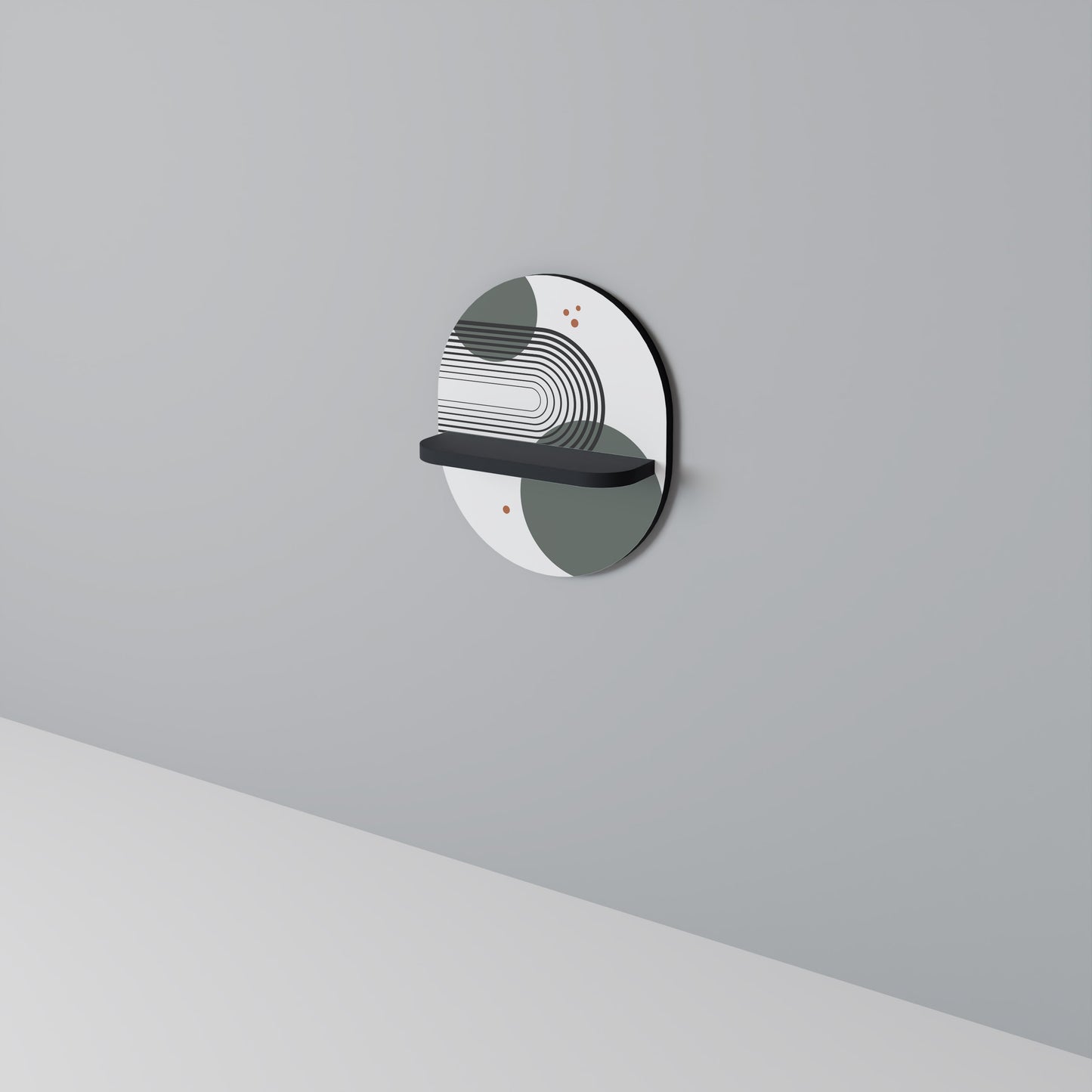 ORBITAL DECOR Oval konsthylla i svart finish