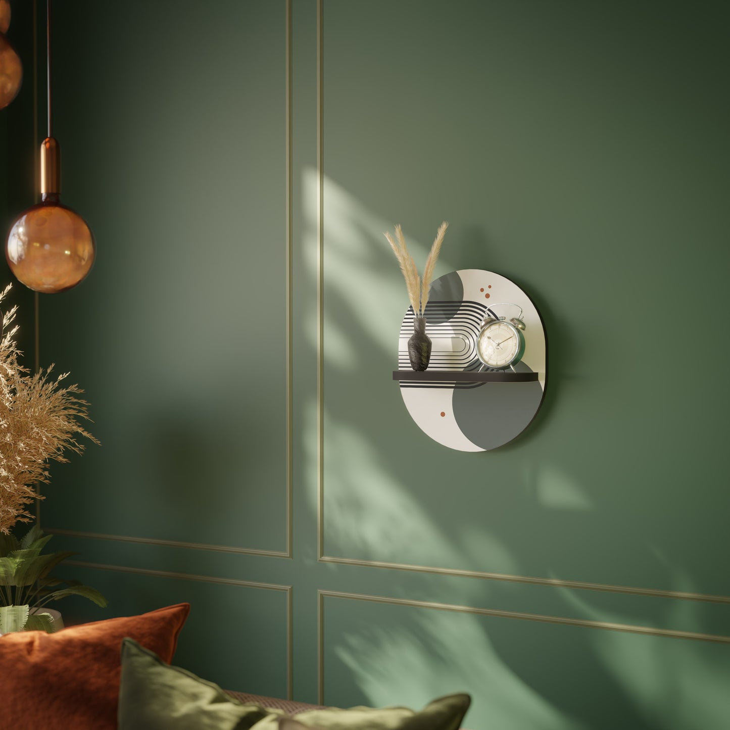 ORBITAL DECOR Oval konsthylla i svart finish