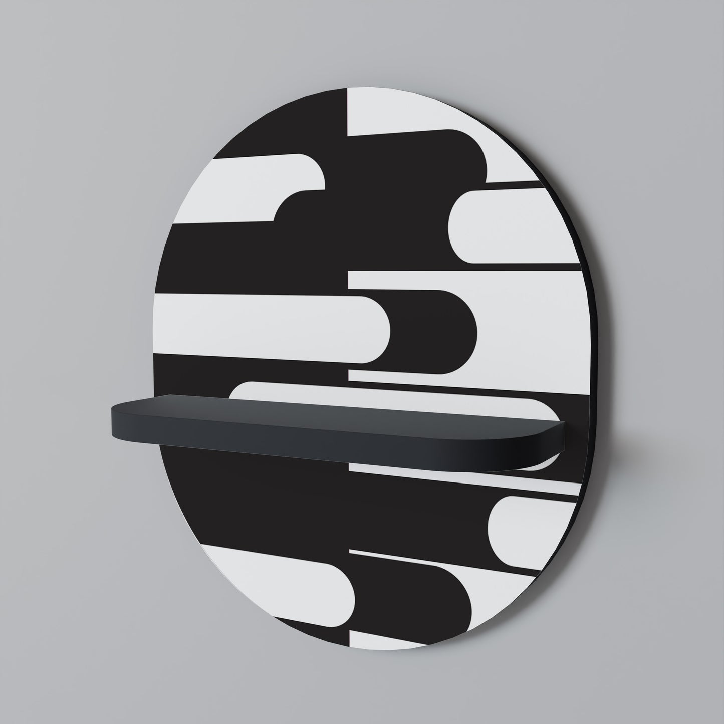 ACHROMATIC CONTRAST Oval konsthylla i svart finish