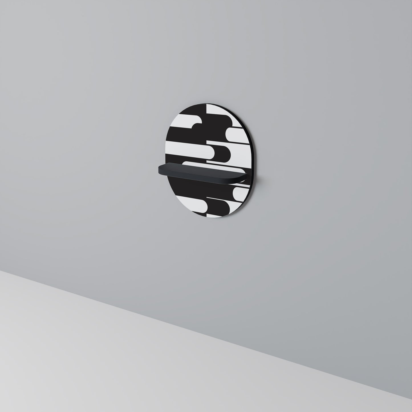 ACHROMATIC CONTRAST Oval konsthylla i svart finish