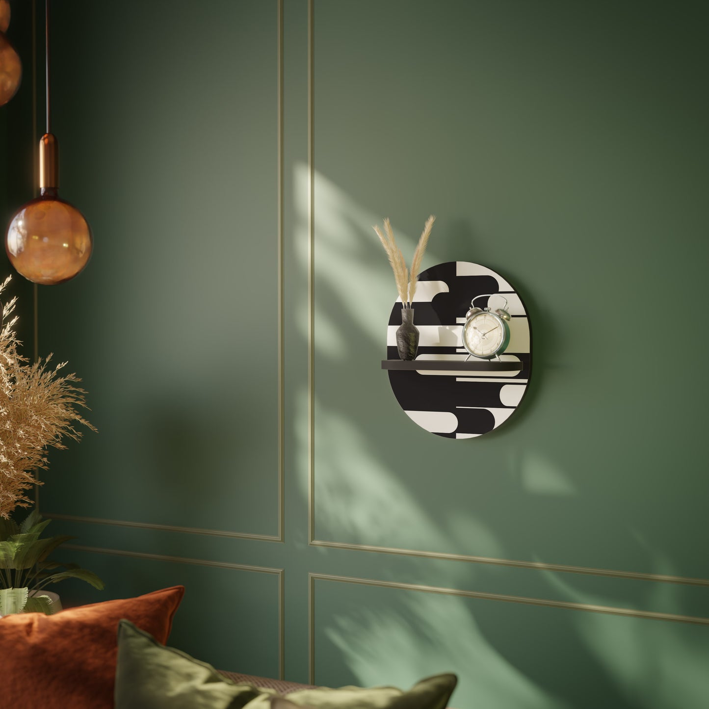 ACHROMATIC CONTRAST Oval konsthylla i svart finish