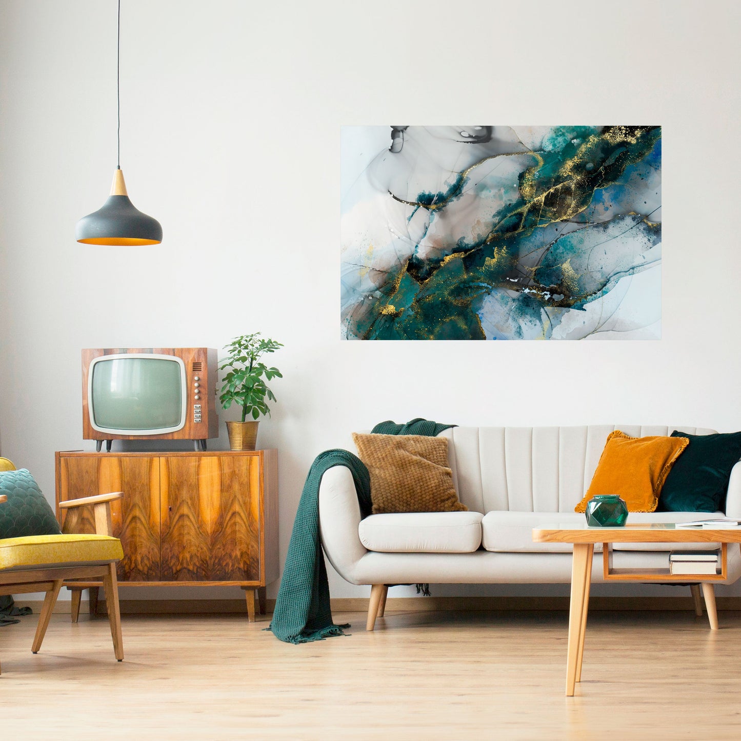 SERENE DRIFT horisontell affisch med självhäftande text