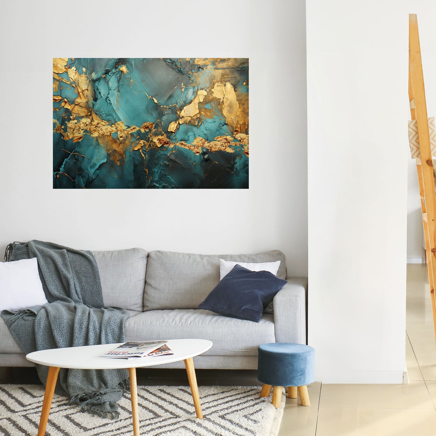 CELESTIAL GOLDRUSH horisontell affisch med självhäftande motiv