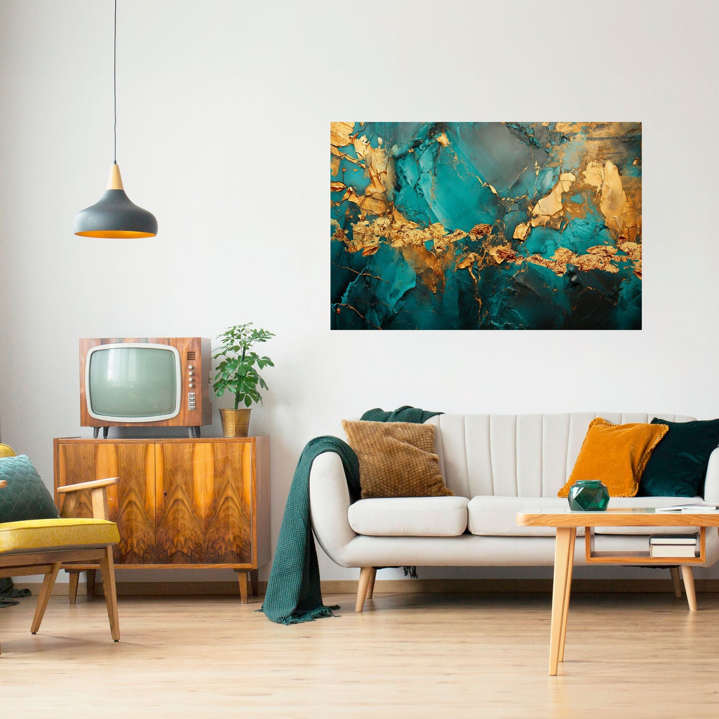 CELESTIAL GOLDRUSH horisontell affisch med självhäftande motiv