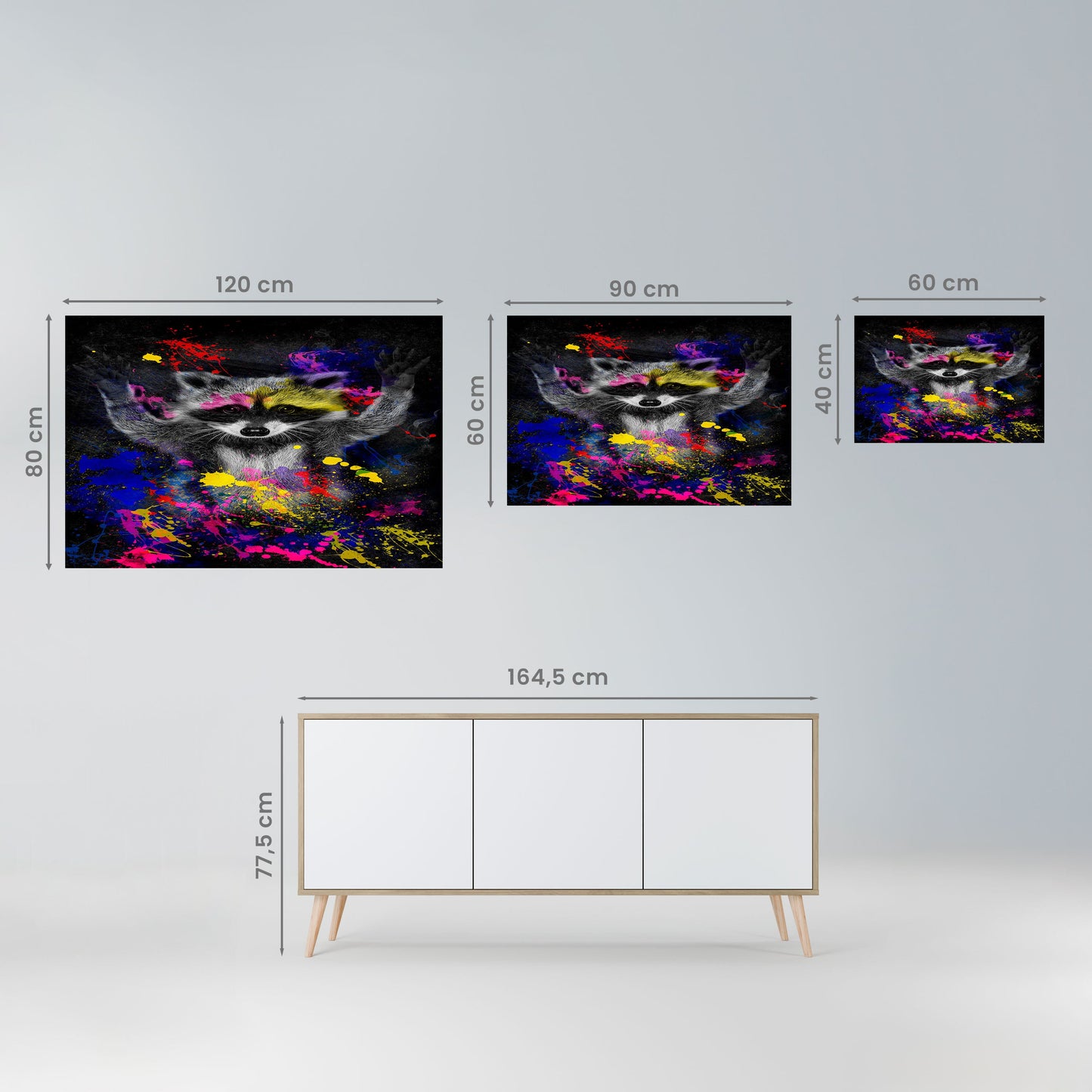 RACCOON ARTISTRY Peel and Stick Horizontal Poster