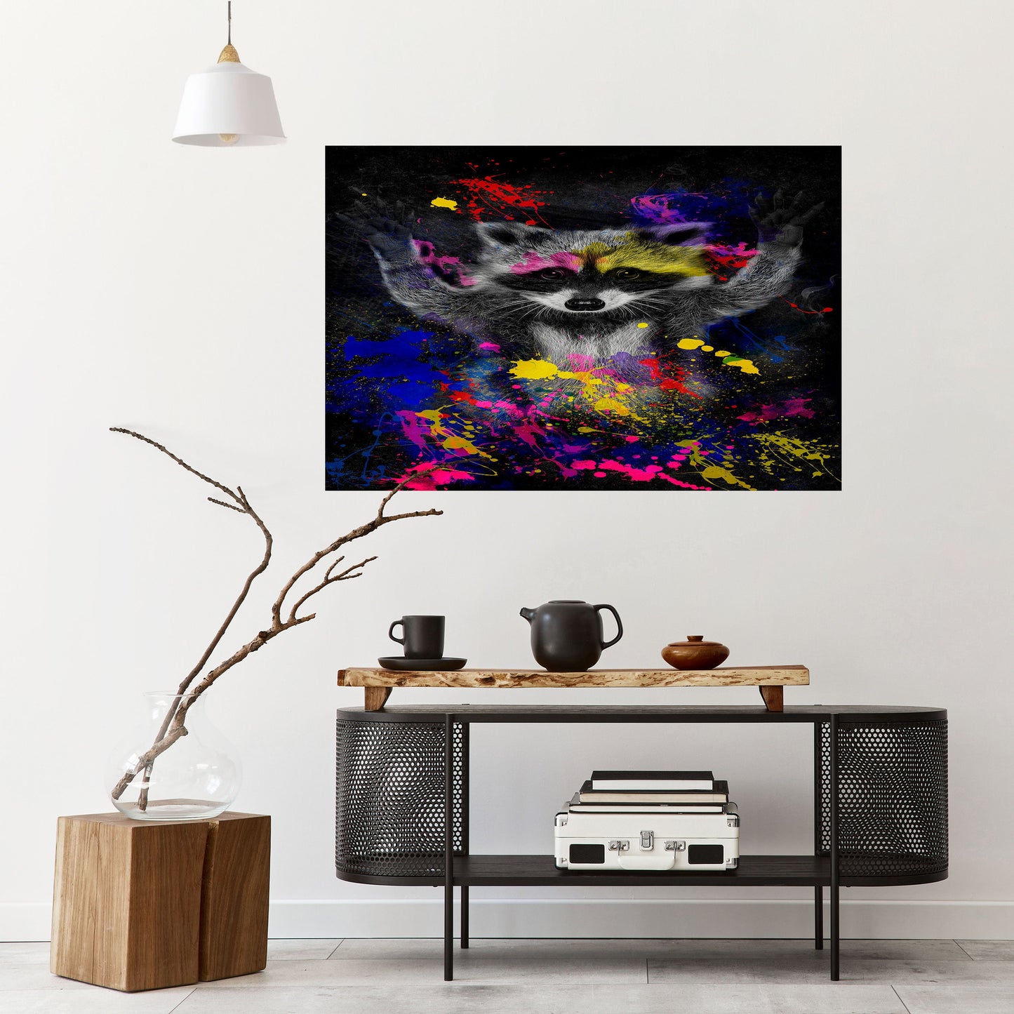 RACCOON ARTISTRY Peel and Stick Horizontal Poster