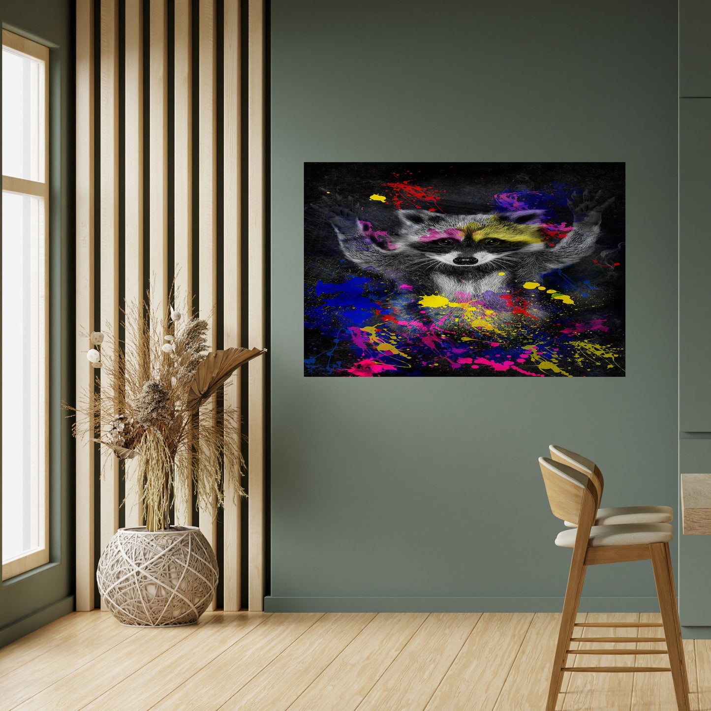 RACCOON ARTISTRY Peel and Stick Horizontal Poster