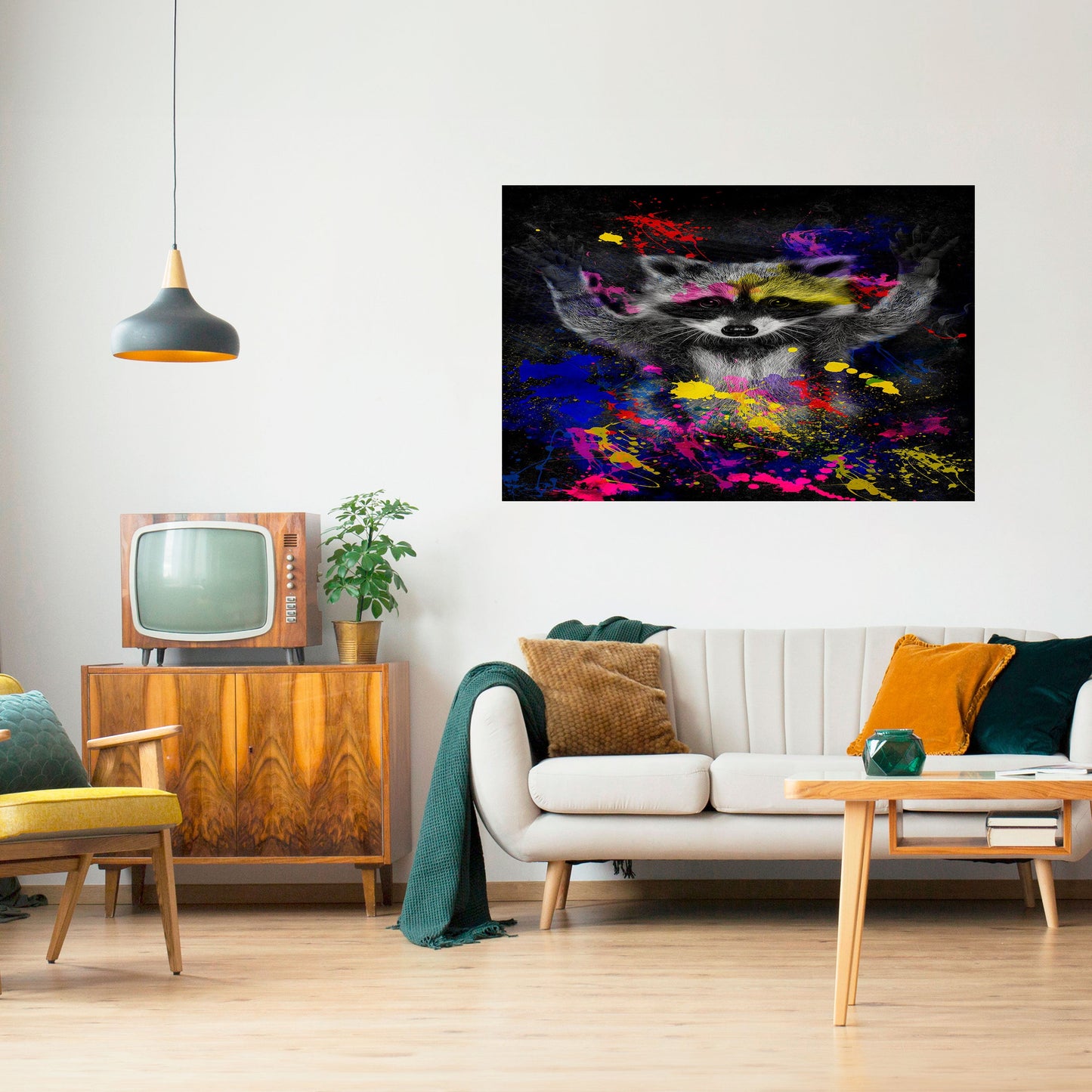 RACCOON ARTISTRY Peel and Stick Horizontal Poster