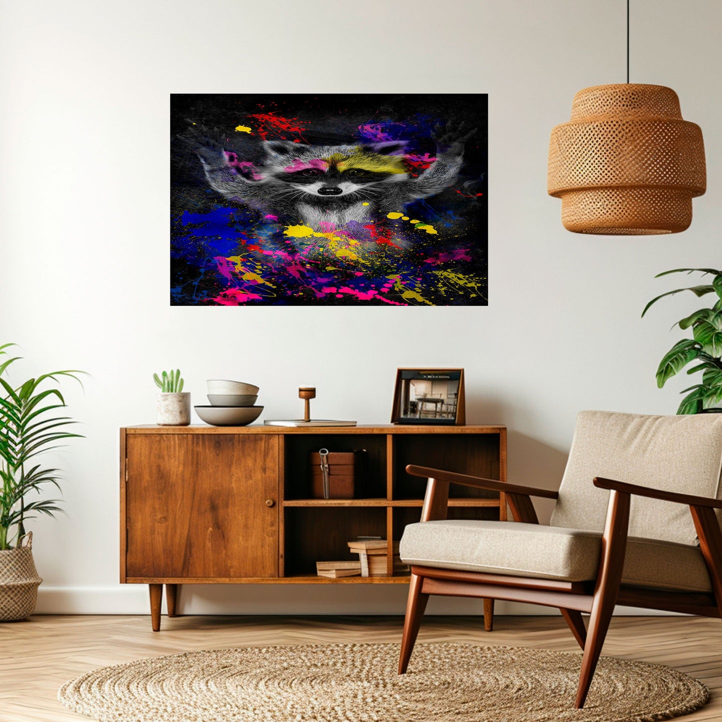RACCOON ARTISTRY Peel and Stick Horizontal Poster