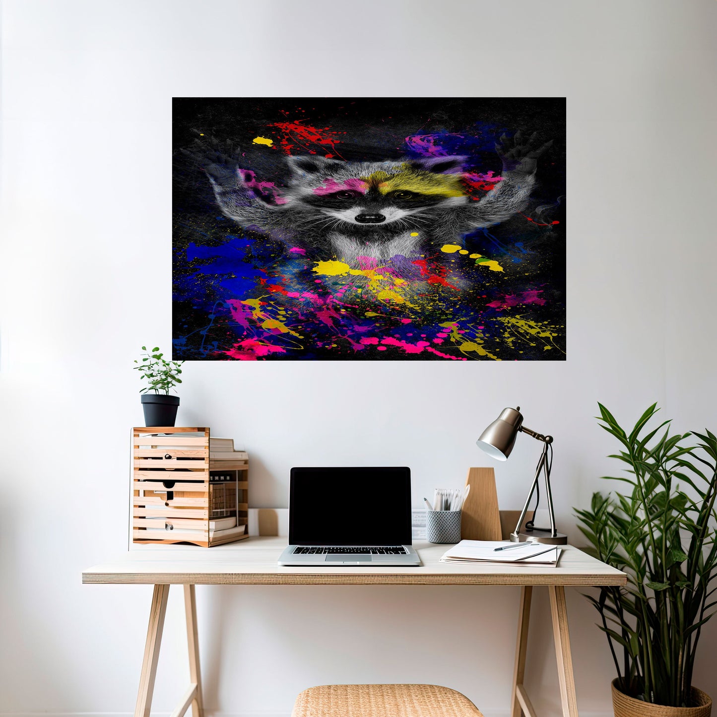 RACCOON ARTISTRY Peel and Stick Horizontal Poster