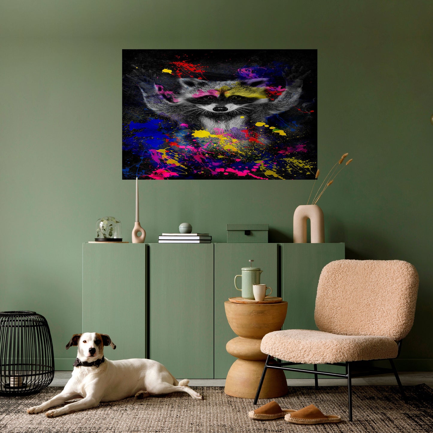 RACCOON ARTISTRY Peel and Stick Horizontal Poster