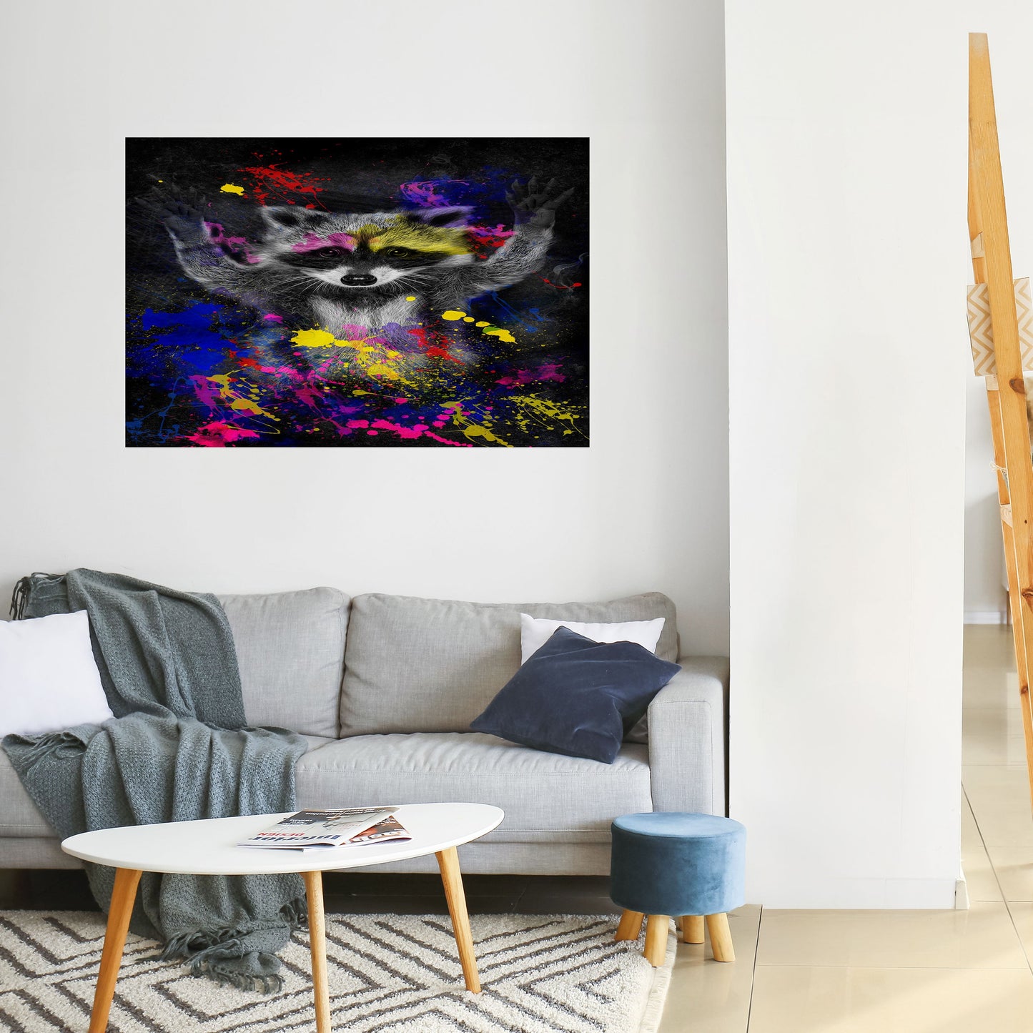 RACCOON ARTISTRY Peel and Stick Horizontal Poster