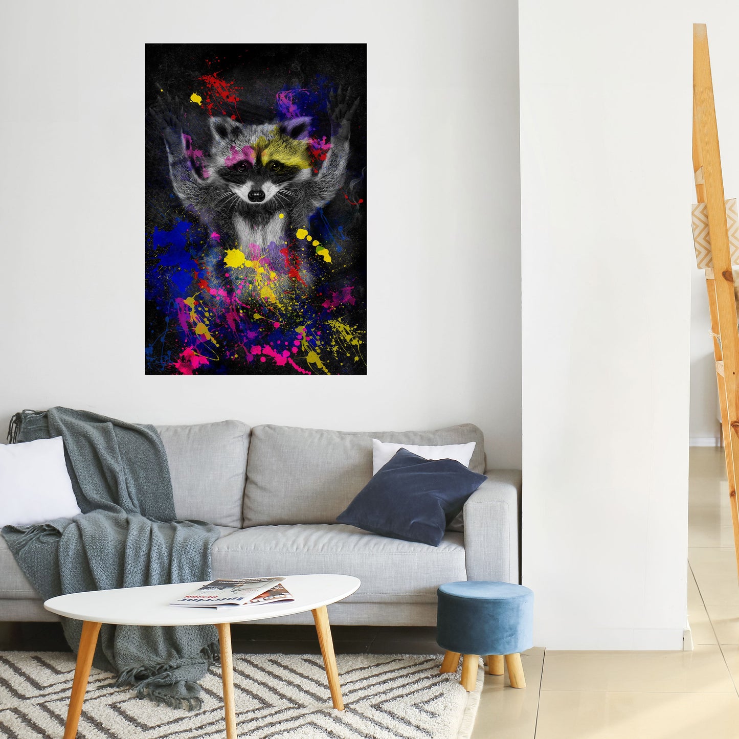 Raccoon Artistry vertikal poster med självhäftande klistermärke
