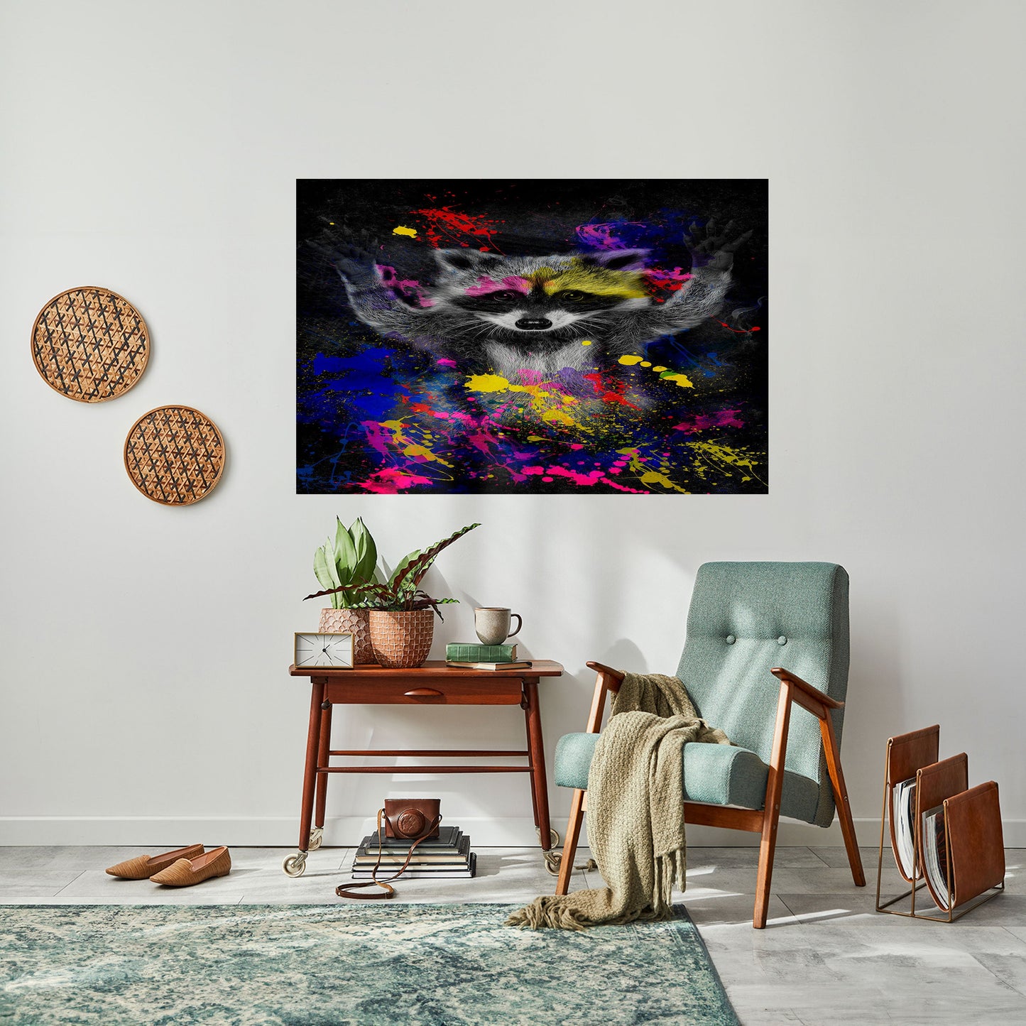 RACCOON ARTISTRY Peel and Stick Horizontal Poster