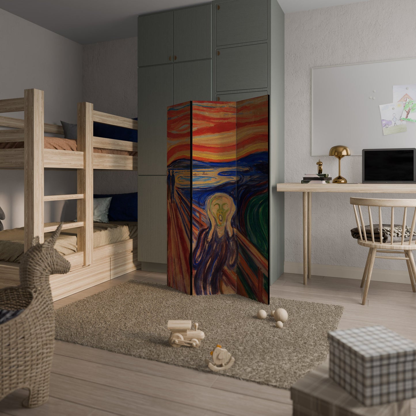 THE SCREAM Dekorativ rumsavdelare med 3 paneler