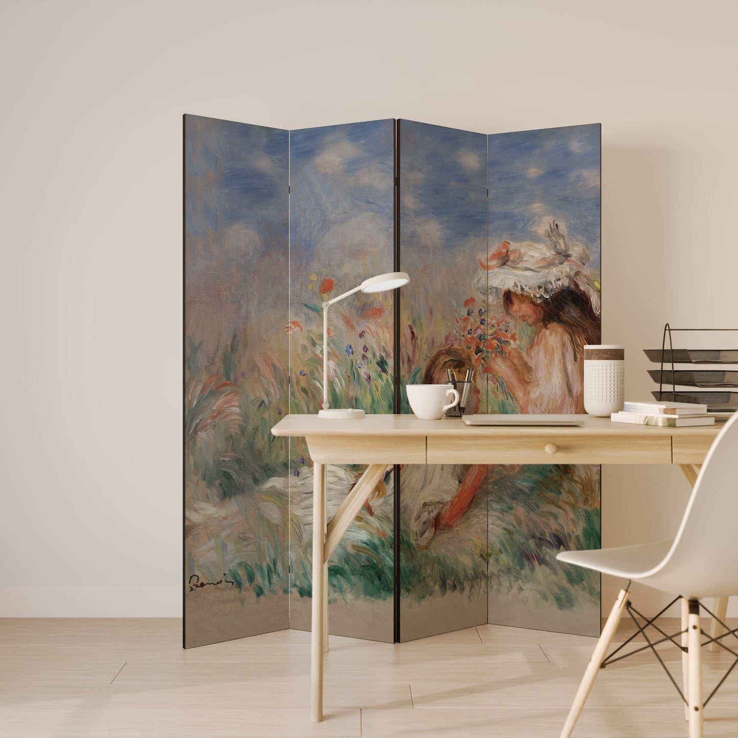 GIRLS IN THE GRASS Decorative 4-Panel Room Divider