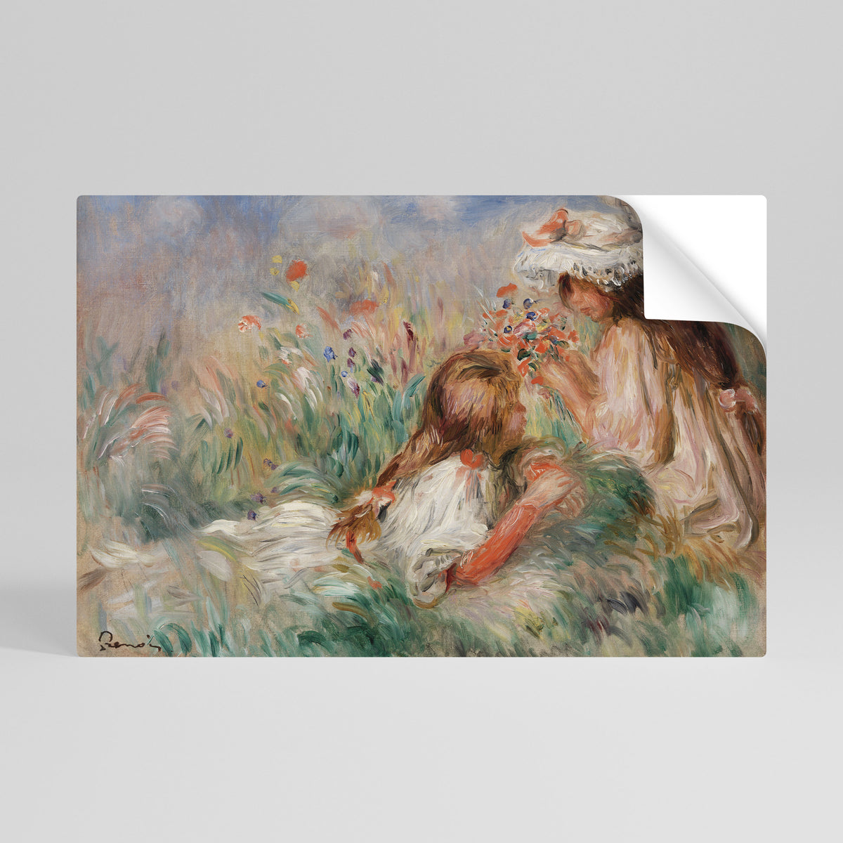 GIRLS IN THE GRASS Självhäftande Horisontell Poster