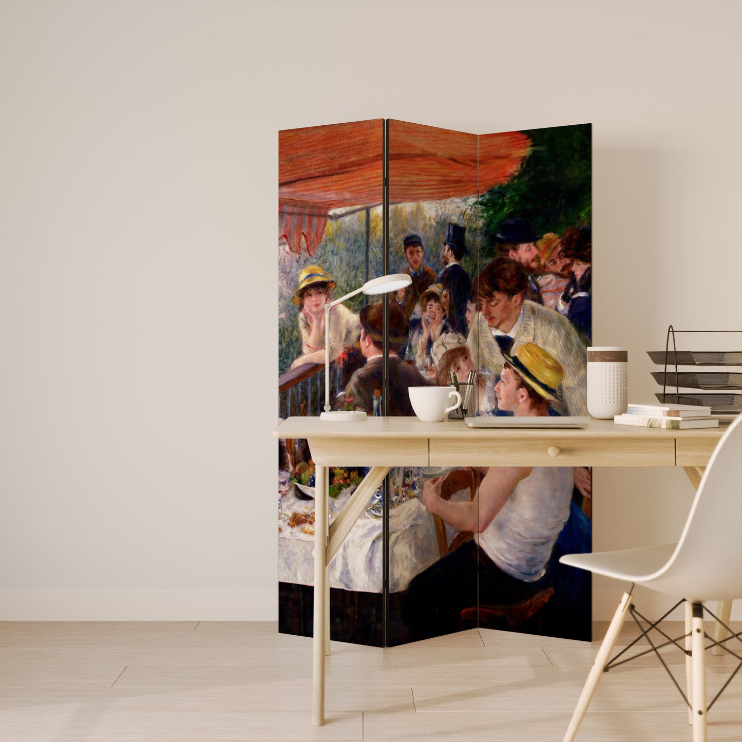 LUNCHEON OF THE BOATING PARTY Decorative 3-Panel Room Divider