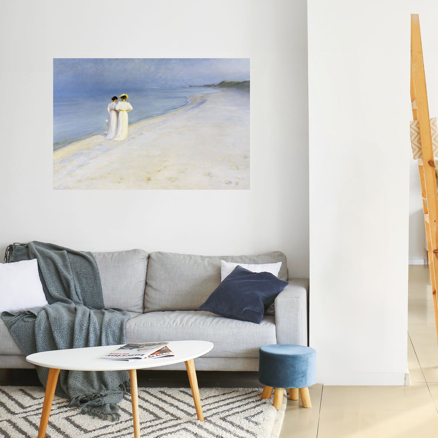 SOMMARKVÄLL PÅ SKAGENS STRAND Horisontell affisch med självhäftande motiv