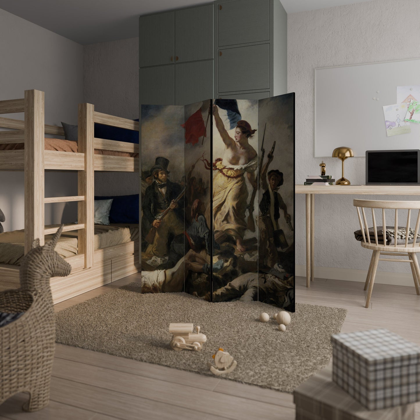 LIBERTY LEADING THE PEOPLE Decorative 4-Panel Room Divider