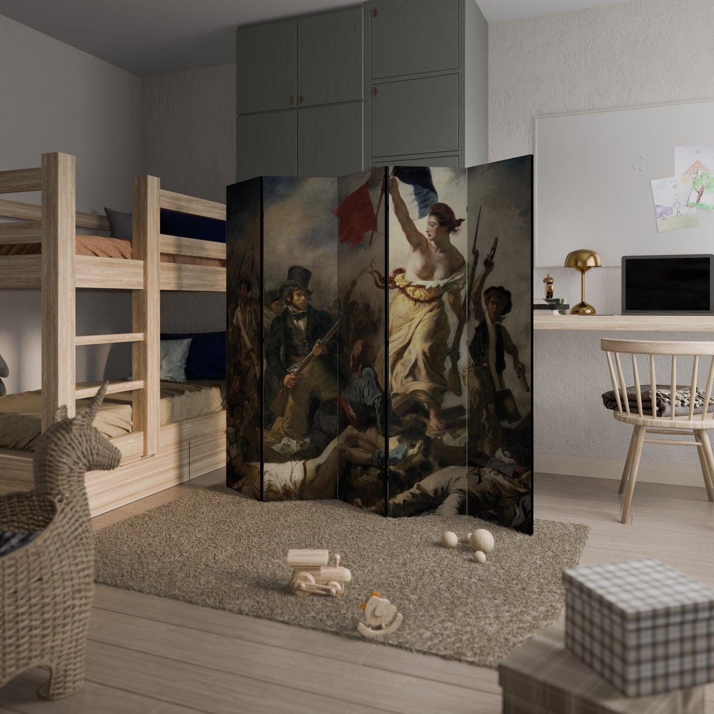 LIBERTY LEADING THE PEOPLE Decorative 5-Panel Room Divider