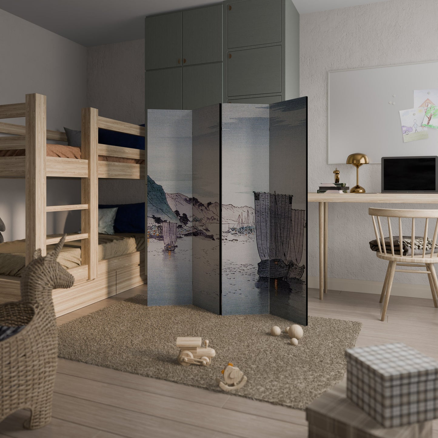 YĹŞGURE NO HANSEN Decorative 4-Panel Room Divider