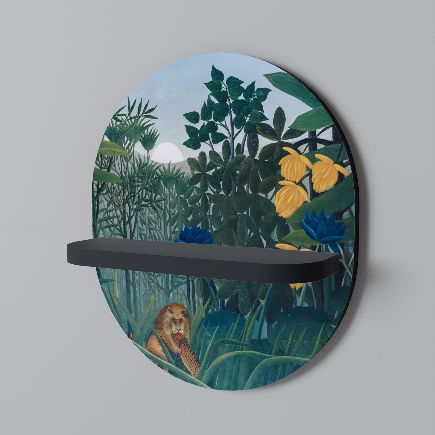 THE REPAST OF THE LION Oval konsthylla i svart finish