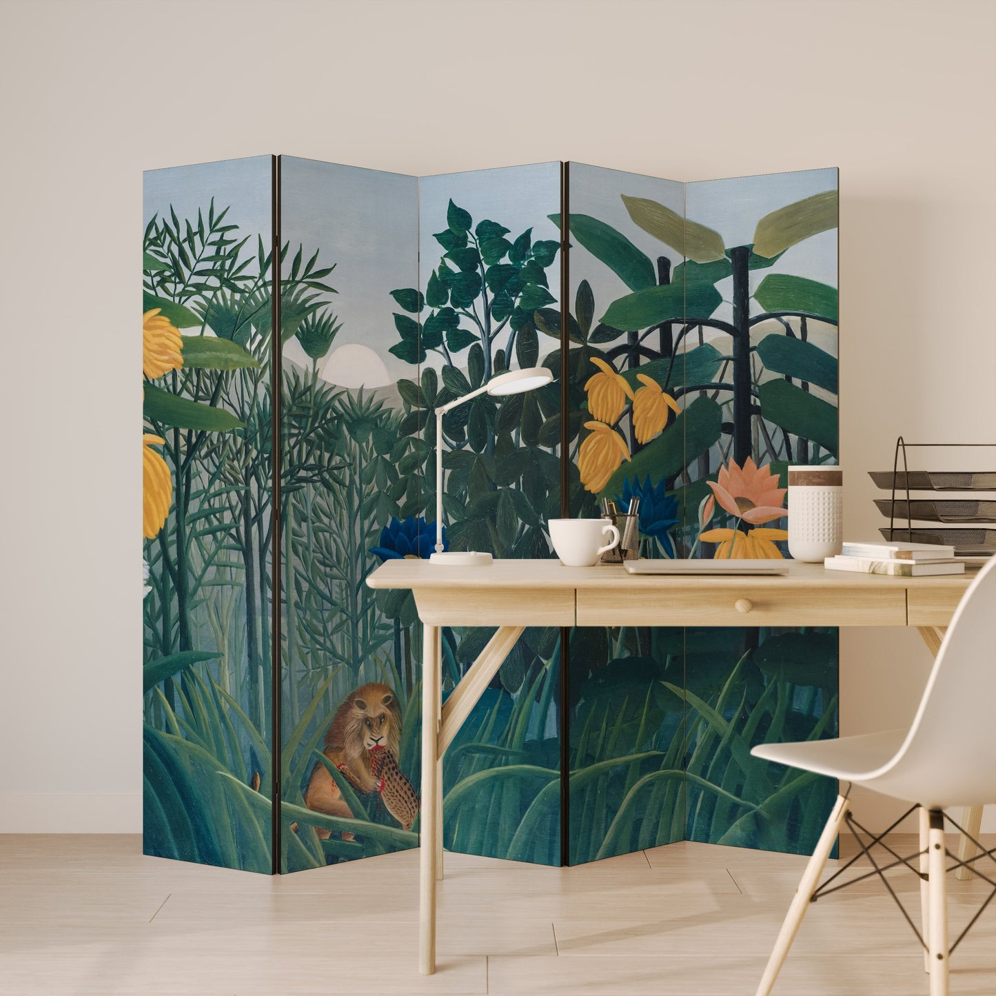 THE REPAST OF THE LION Decorative 5-Panel Room Divider