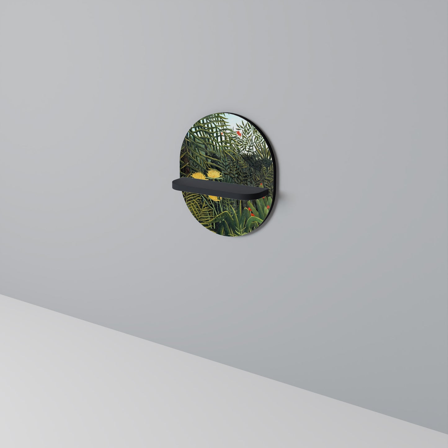 VIRGIN SKOG MED SUNSET Oval konsthylla i svart finish