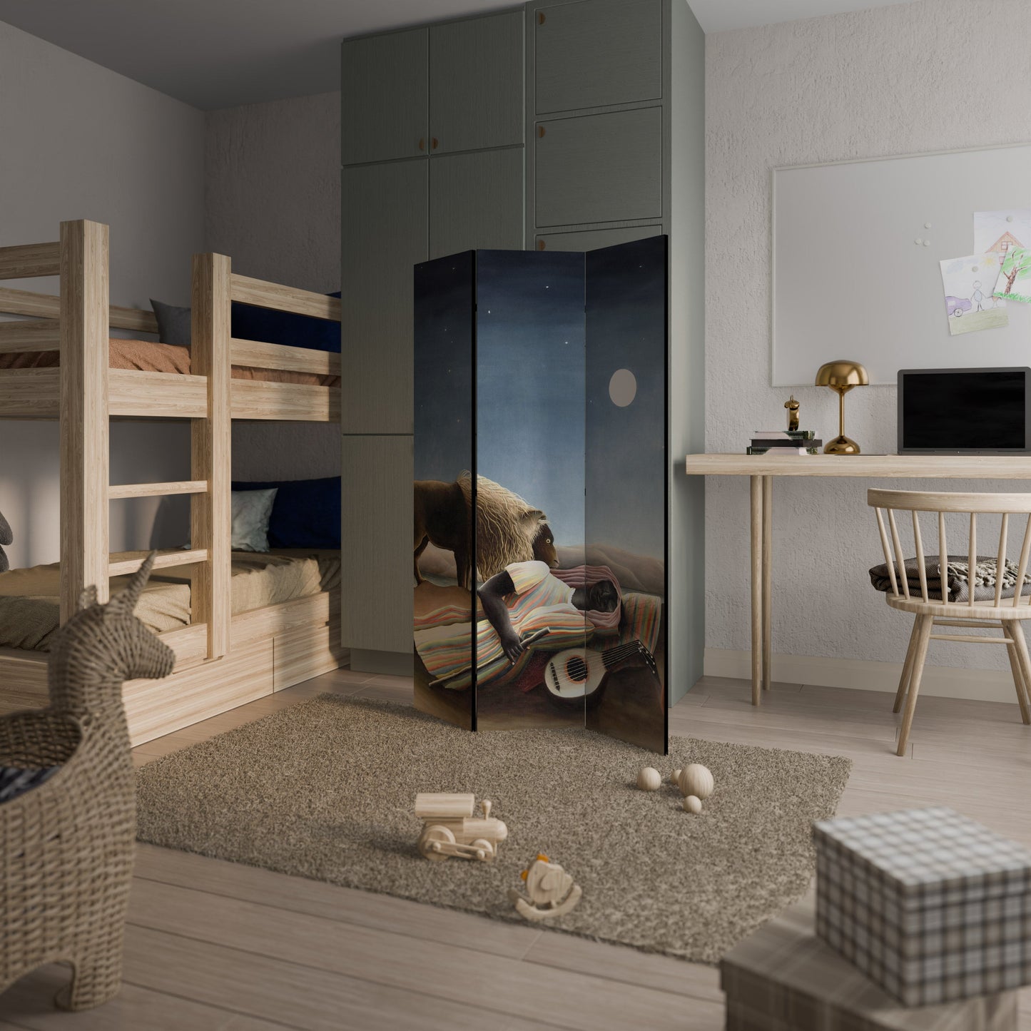 Dekorativ rumsavdelare med 3 paneler THE LEEPING GYPSY