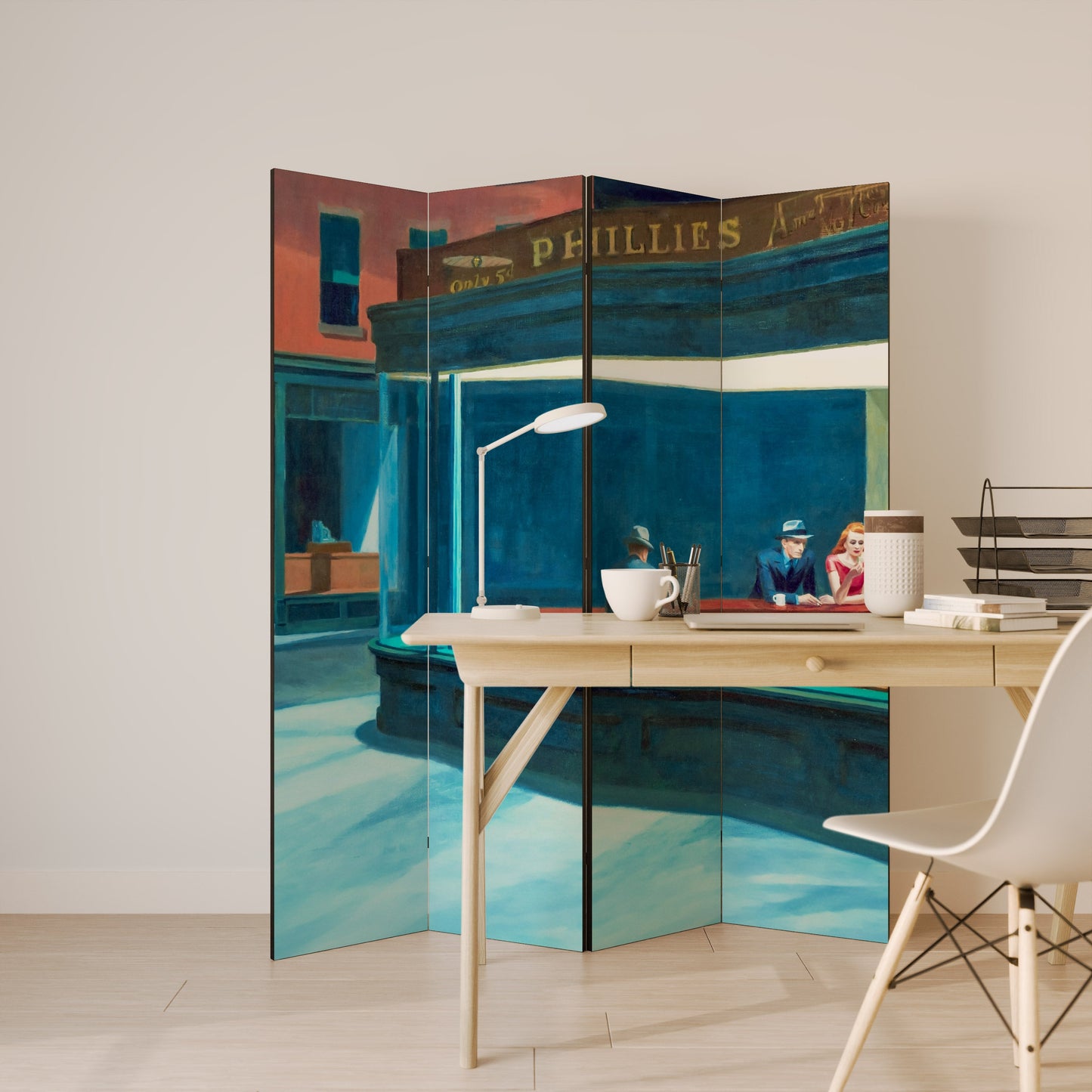 NIGHTHAWKS Decorative 4-Panel Room Divider