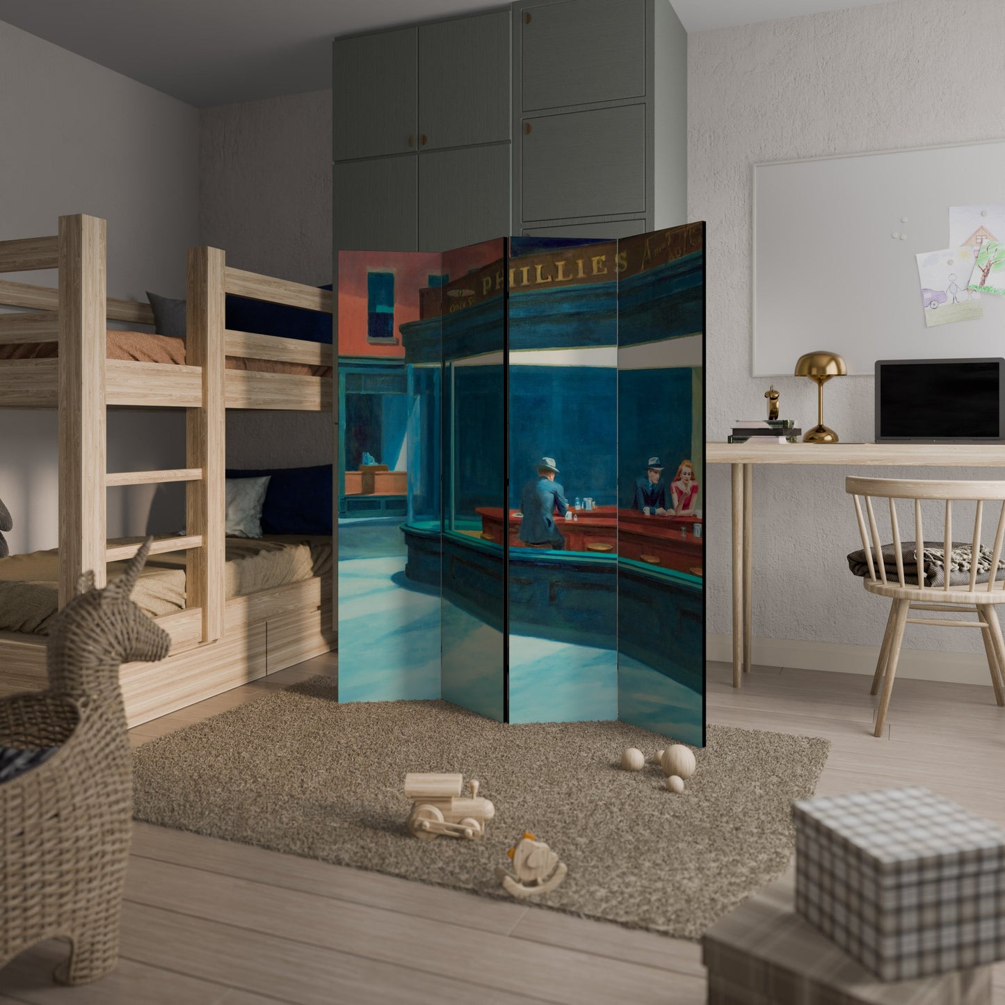 NIGHTHAWKS Decorative 4-Panel Room Divider