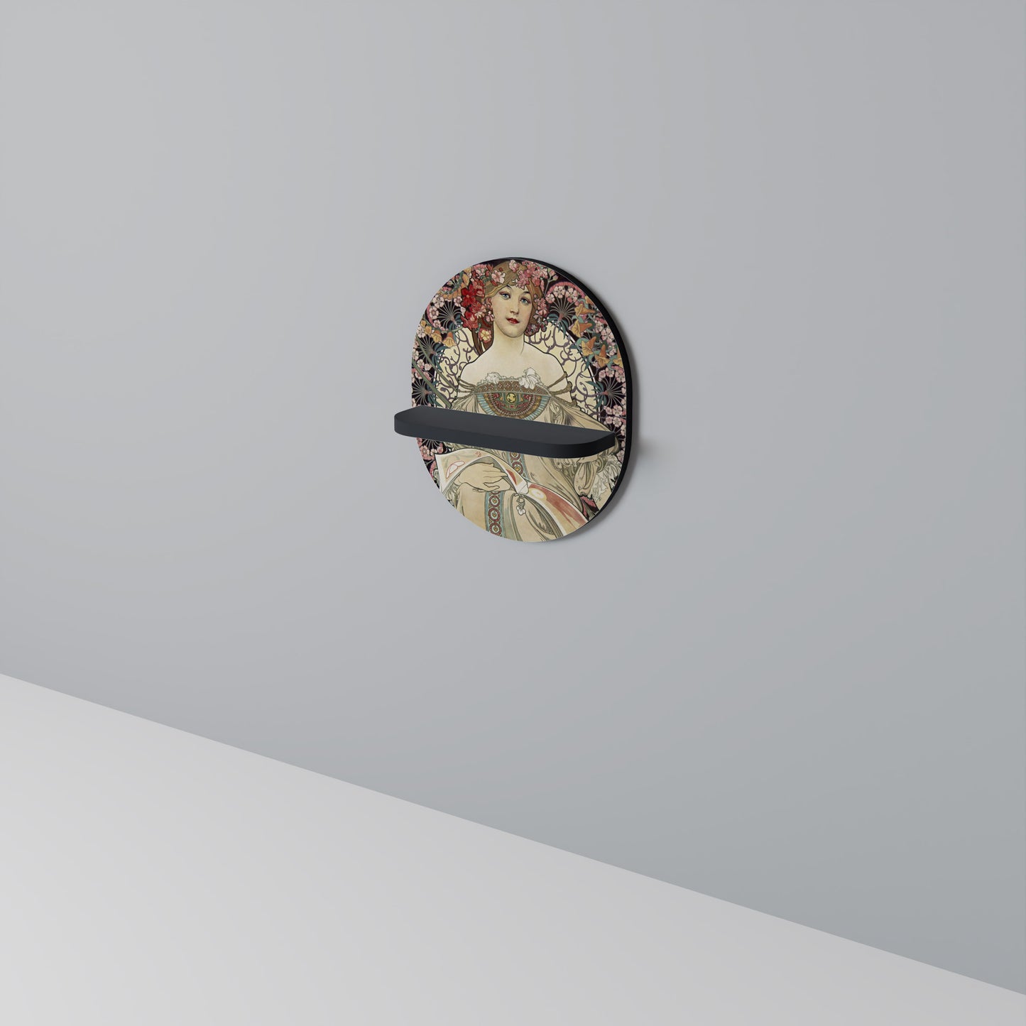CHAMPENOIS IMPRIMEUR Oval konsthylla i svart finish